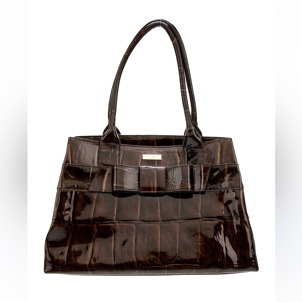 Kate Spade chocolate Brown leather Crocodile Embossed Shoulder Bag